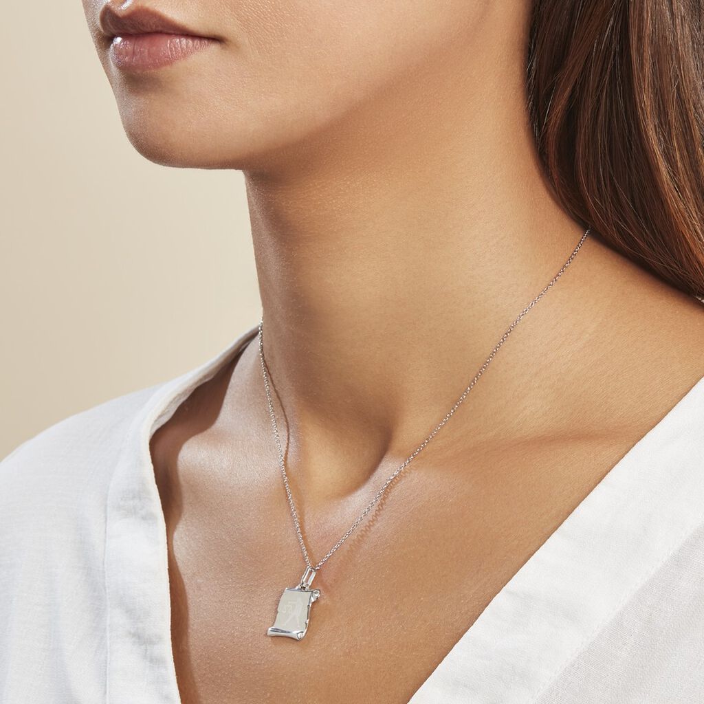Pendentif Zodiaque Parchemin Argent Blanc