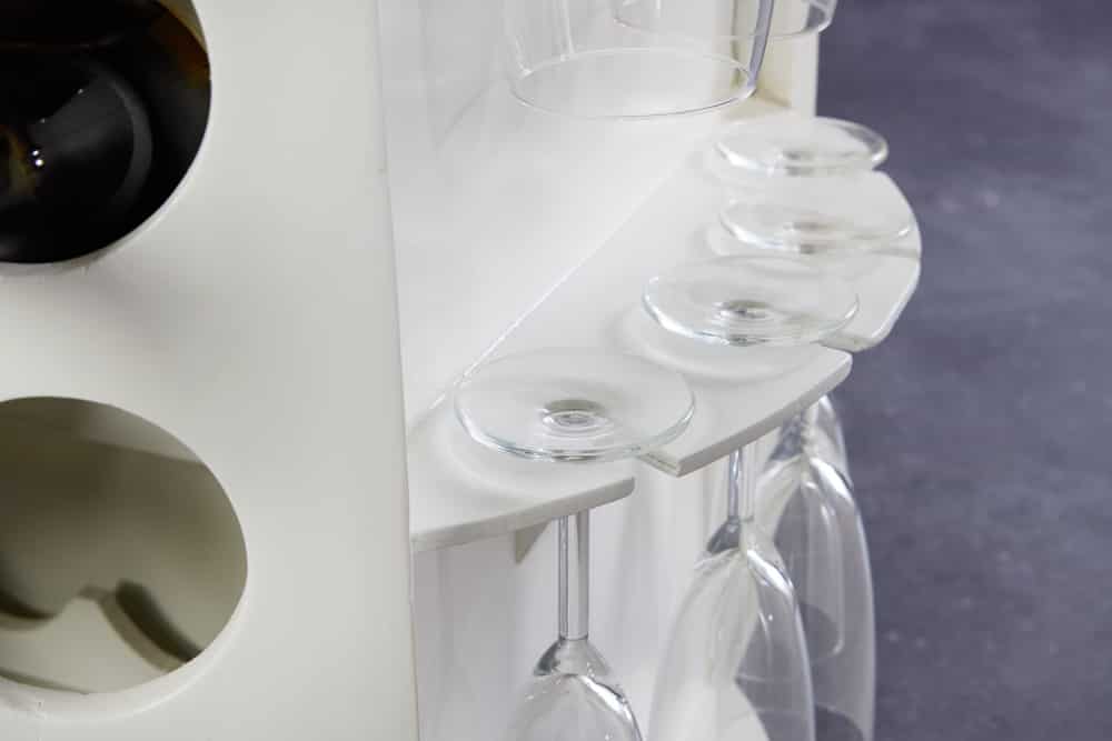 Design Weinfass BODEGA WHITE 70cm weiß gold Pinie Flaschen Gläseraufhängung