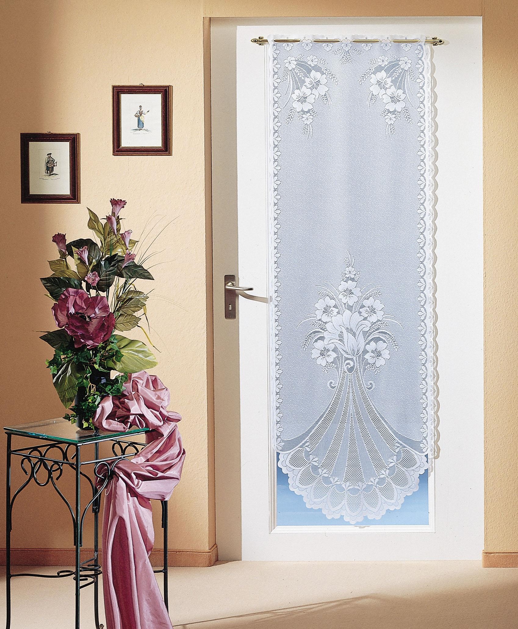 Weckbrodt Türvorhang »Adria« Stangendurchzug 1 Stk. tlg. Jacquard, strukturiert, halbtransparent, floral,gebogt, Gardine, Store