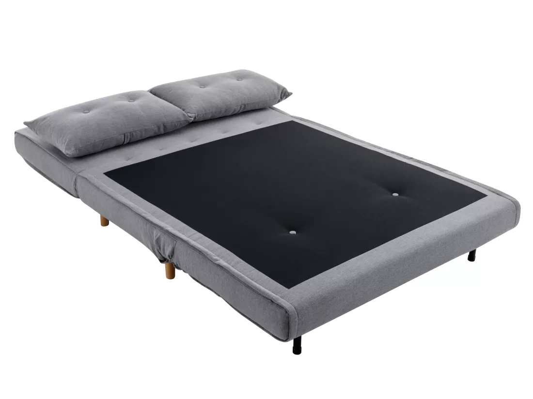 Canapé 2 places convertible en tissu gris clair URIBIA