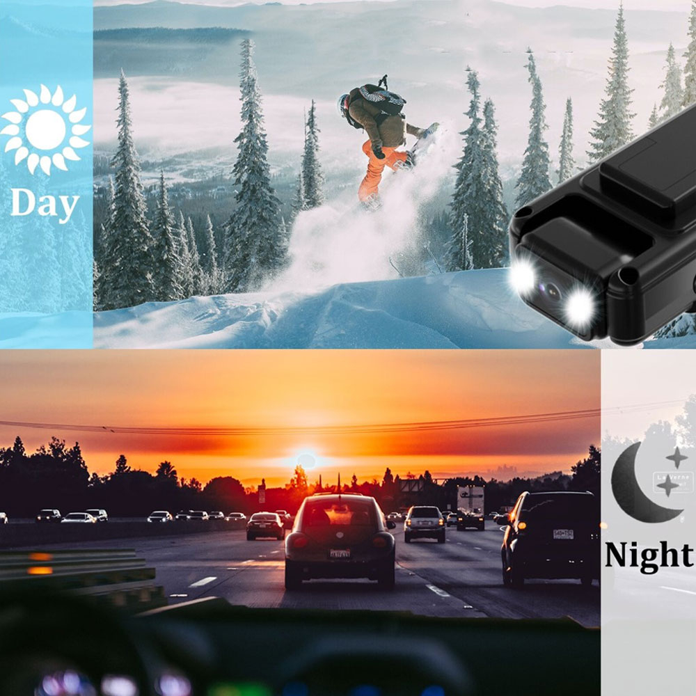 Mini FullHD 1080p WiFi Kamera Bodycam mit TFT Display / Sprachaufzeichnung / Nachtsicht / MicroSD Slot / 180° Rotation und Clip-Halter - Schwarz