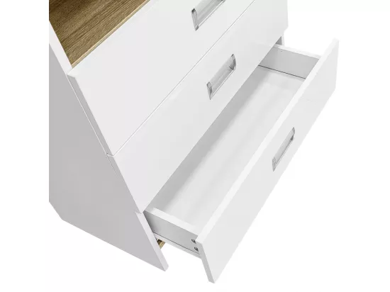 Vitrine avec LED intégré, 3 tiroirs, 2 portes, 1 niche - MDF et Panneau de particules - 65x35x181.5cm