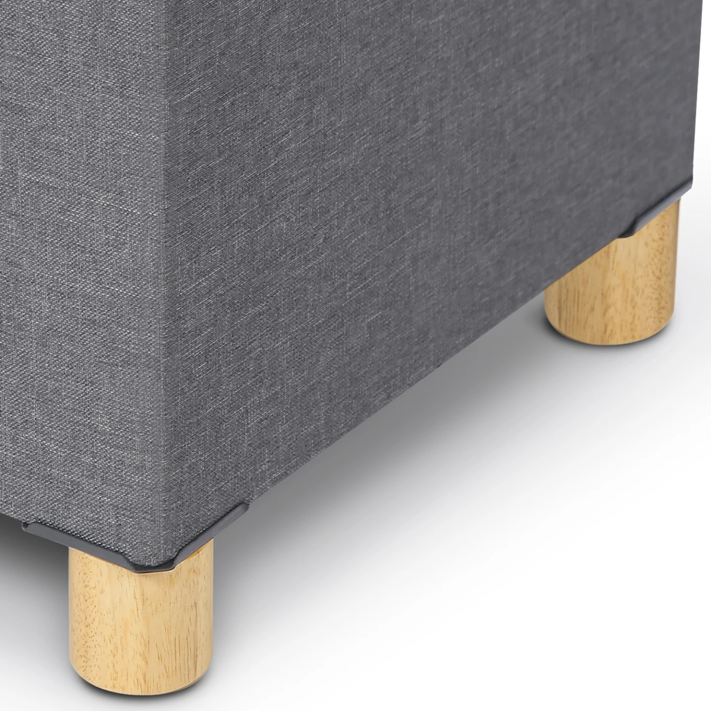 Banc coffre rangement sur pied 100 cm tissu gris anthracite
