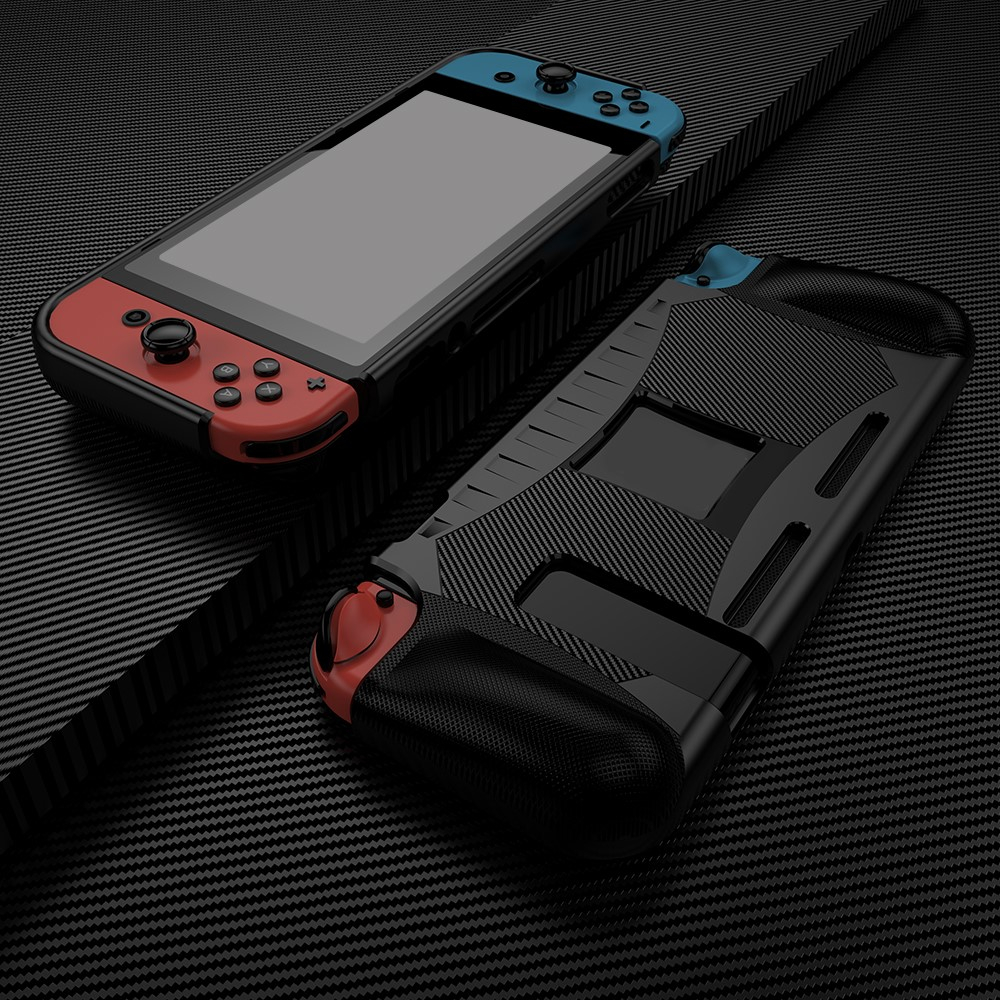 Nintendo Switch Gummi Case Schutzhülle mit Aufsteller - Schwarz