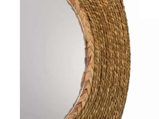 Miroir rond en fibre naturelle marron d39/20x02h