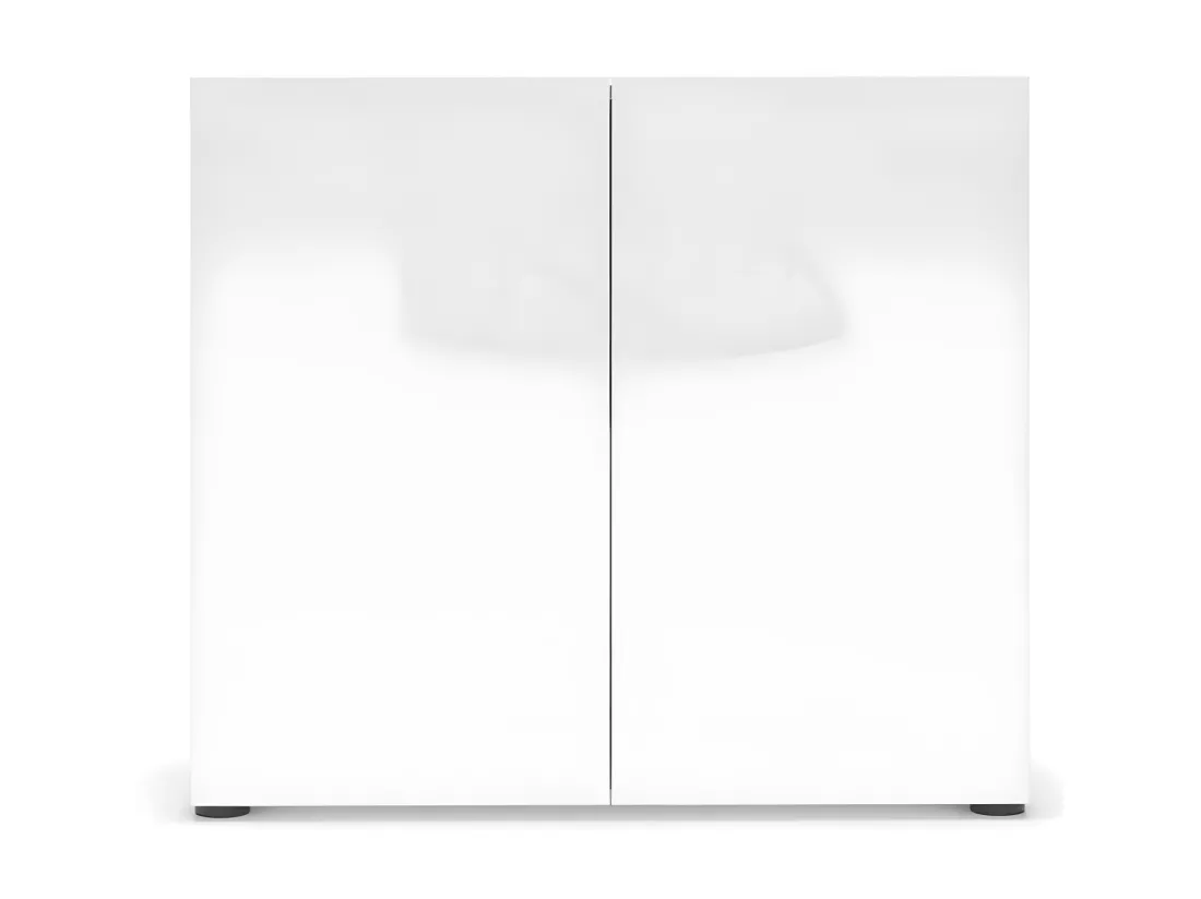 Buffet Abeba, Buffet du salon, Commode de salon, Garde-manger de cuisine, Made in Italy, 90x38h79 cm, Blanc brillant
