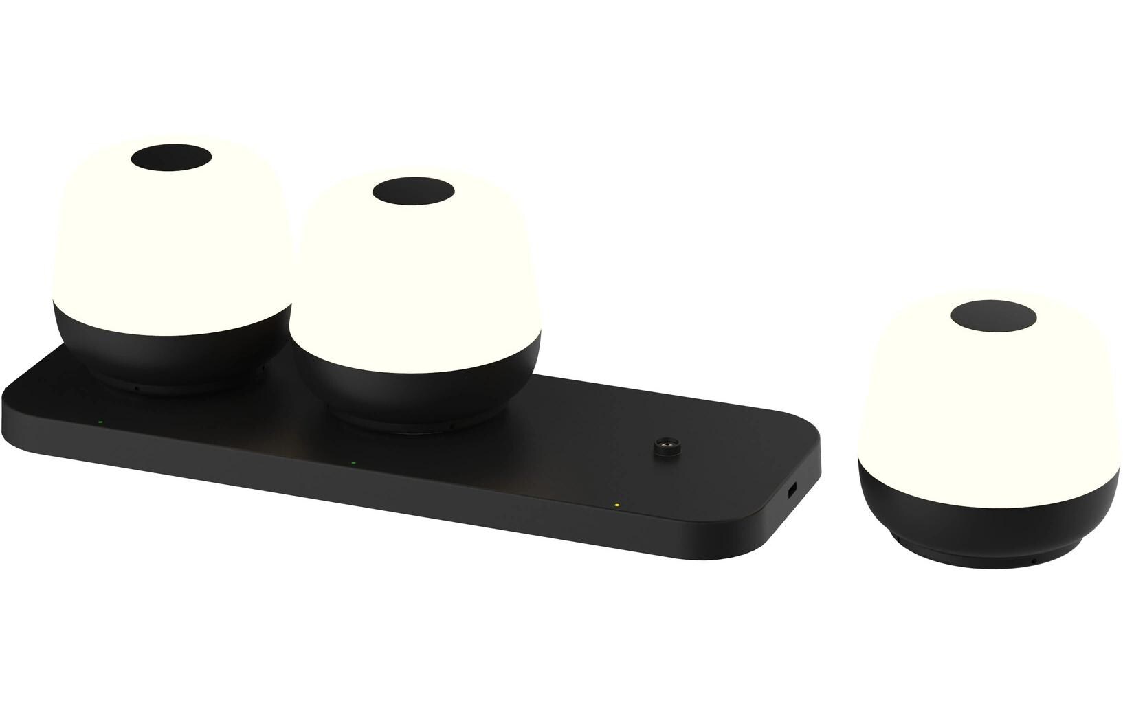 Akku-Tischleuchte MoveGlow 3er Set, SchwarzAkku-Tischleuchte 3er-Set mit Ladestation
