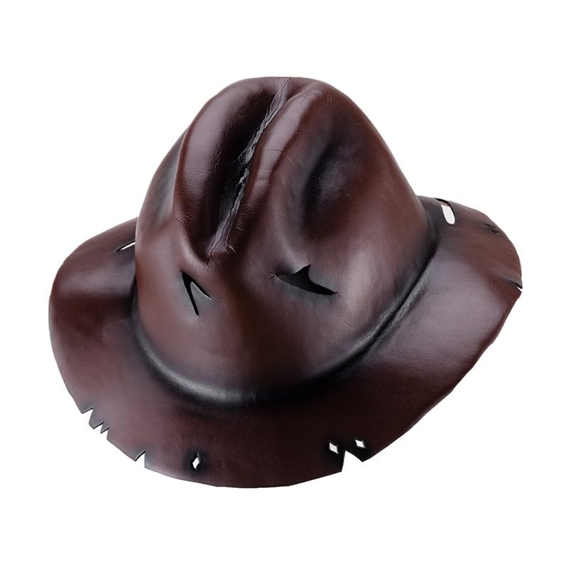 (3-tlg. Set) Fasnachts Erwachsenen Kostüm Nightmare Freddy Verkleidung für Motto Partys / Halloween inkl. Latex Maske / Hut / Handschuh - Braun