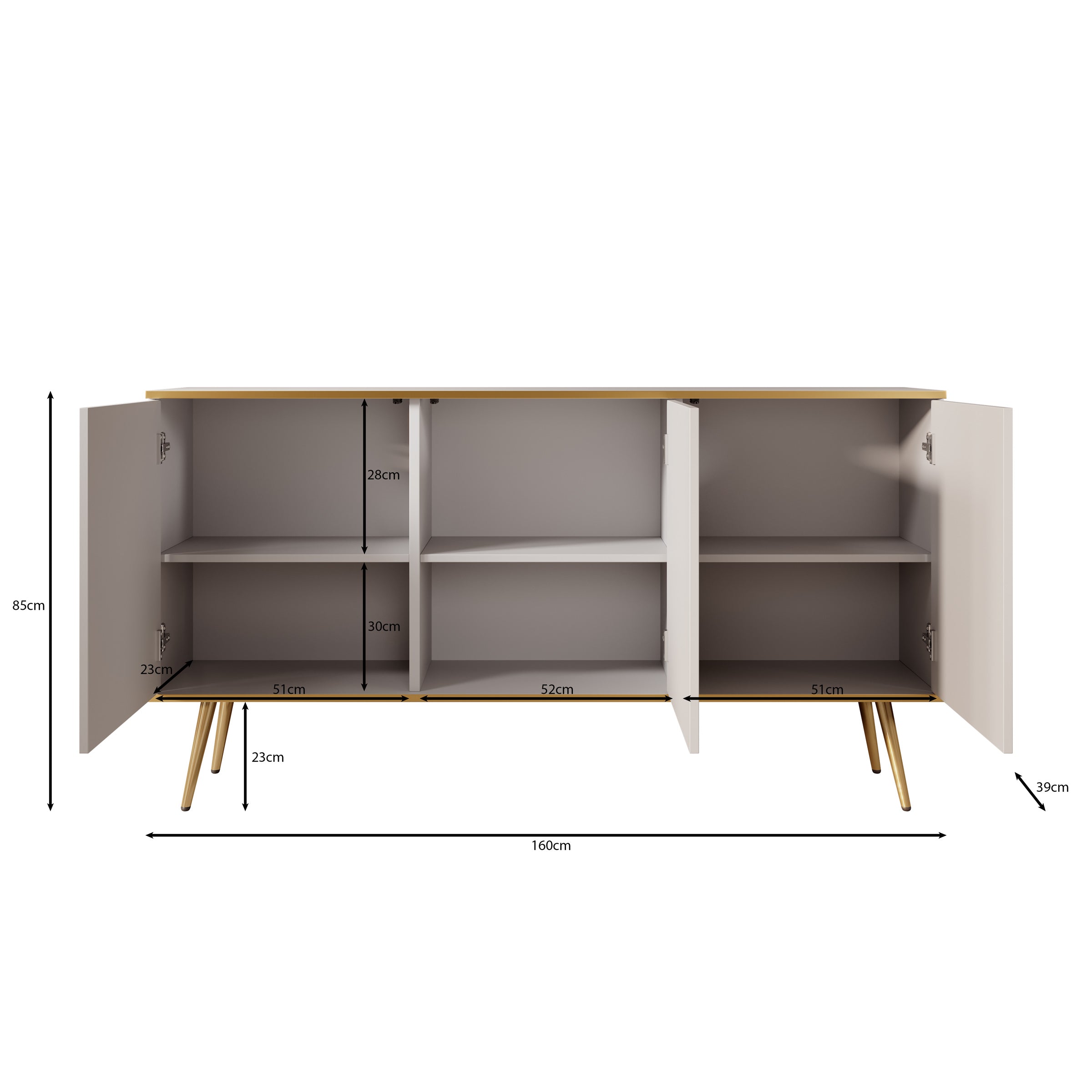 Meubella - Dressoir Orleans - Wit - 160 cm