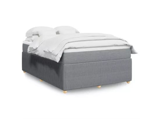 Sommier à lattes de lit avec matelas Gris clair 160x200cm Tissu