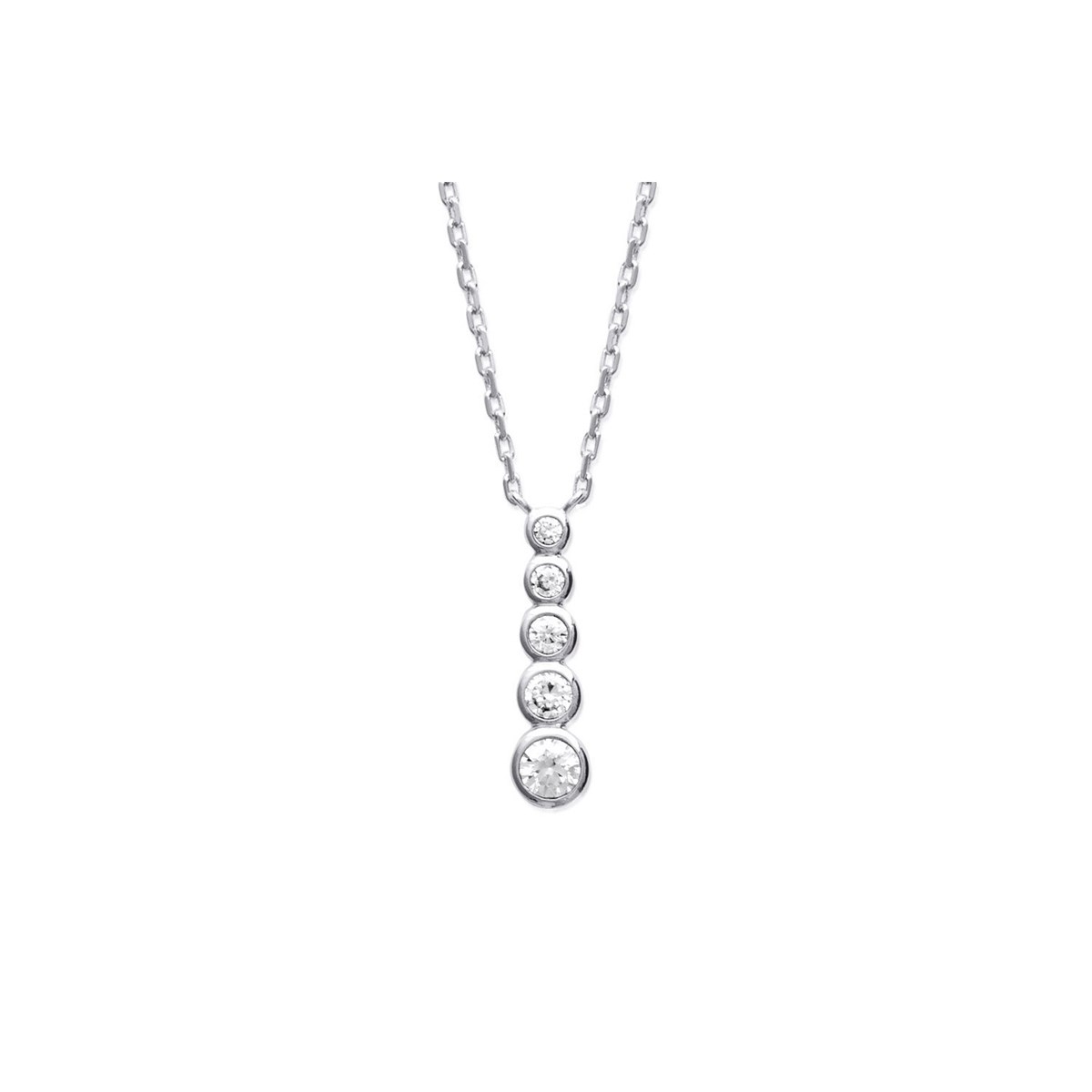 Collier Brillaxis pendentif 5 oxydes argent rhodié