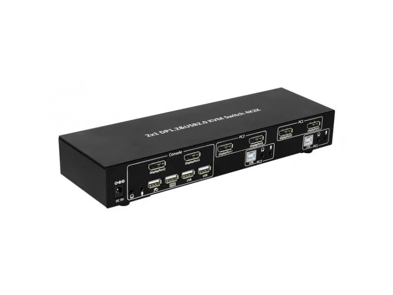 TECHly 2-Port DisplayPort1.2 Dual-Monitor KVM Switch - KVM / audio / USB switch - 2 x KVM / audio - 1 lokalbruger - desktop