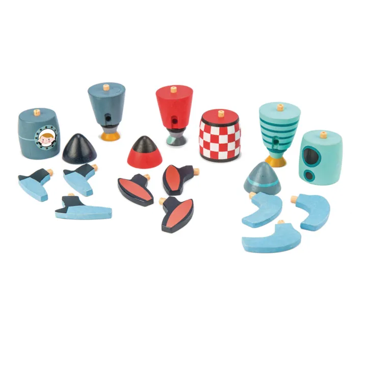 Tender Leaf Toys Jeu de Construction Fusées en bois - Set de 3