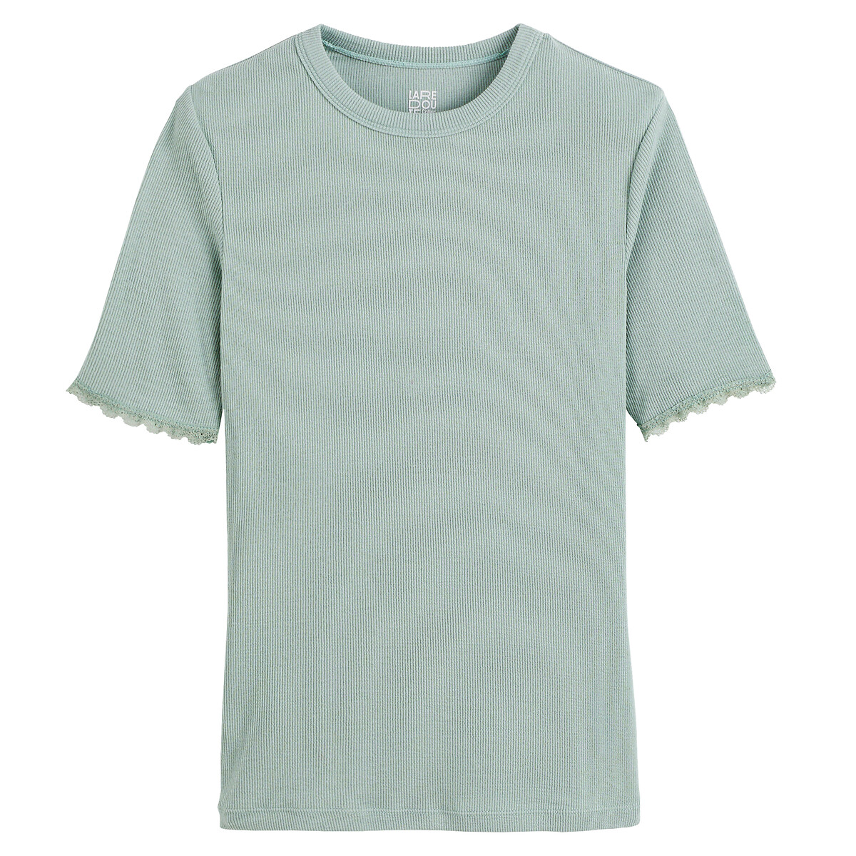 COLEÇÃO LA REDOUTE<br>Camiseta com gola redonda e detalhe em renda
