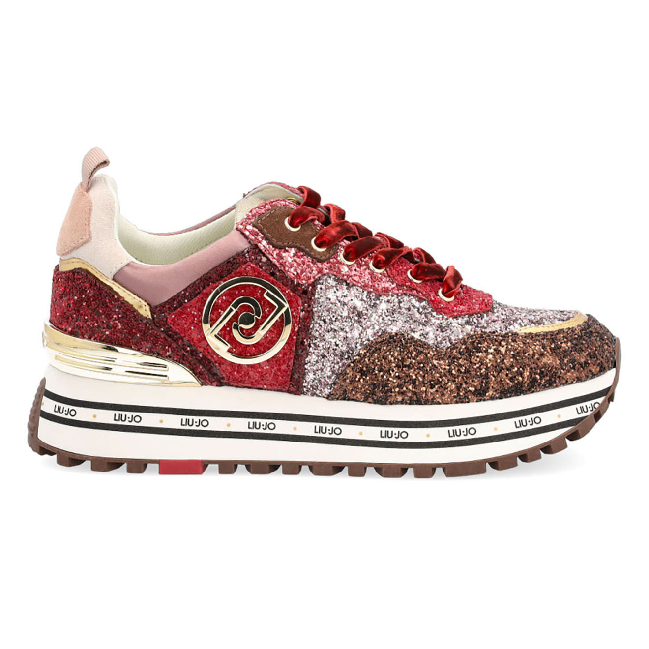 Liu-Jo Sneakers en Cuir Maxi marron/rouge
