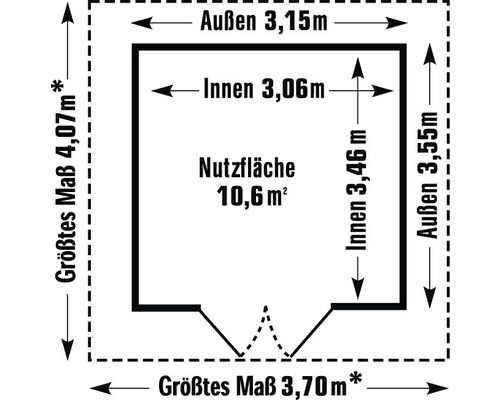 Grosfillex Deco H 11 XL tuinhuis, 369 x 404,5 cm, grijswit