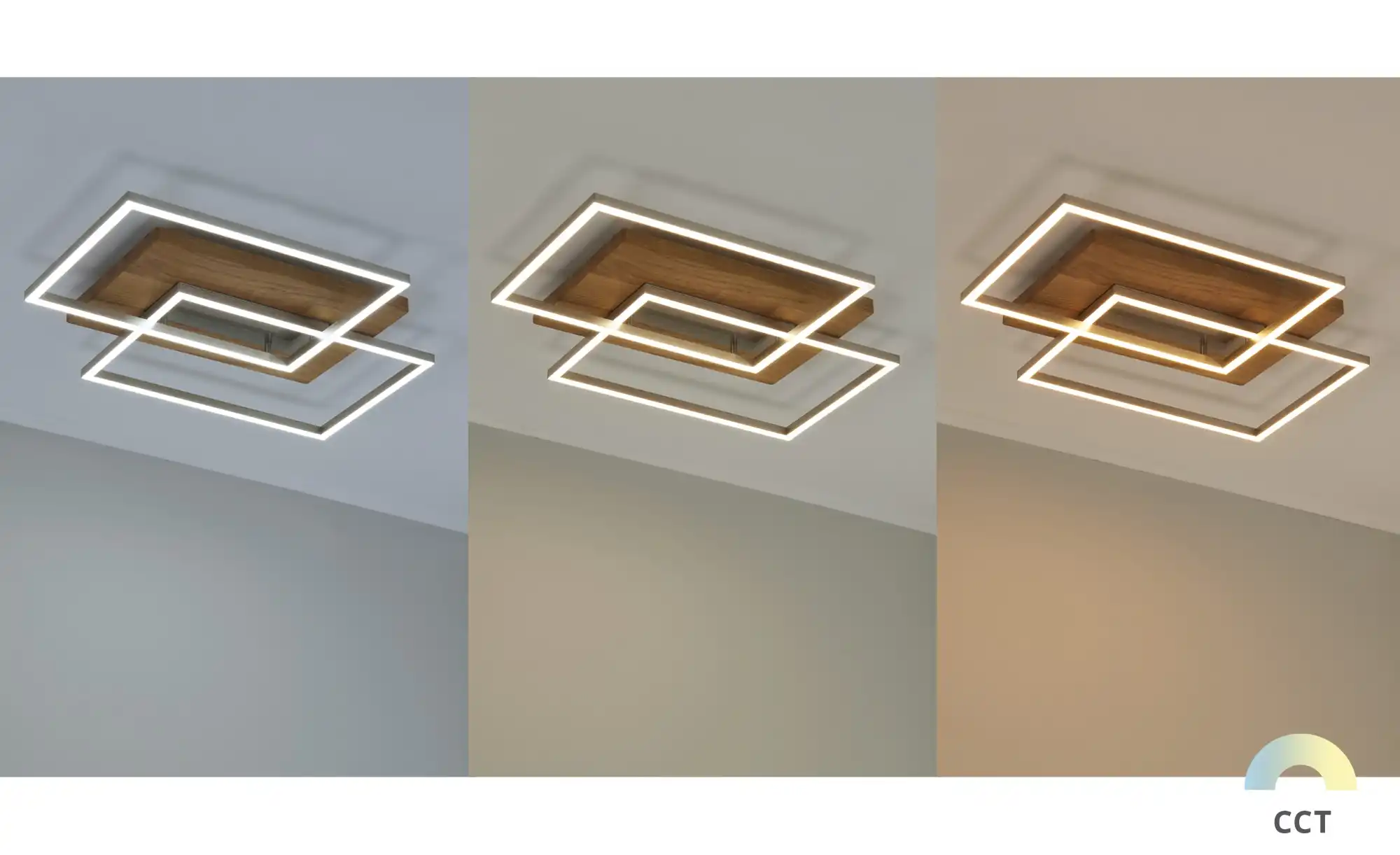 LED-Deckenleuchte, 2-flammig, Eiche natur