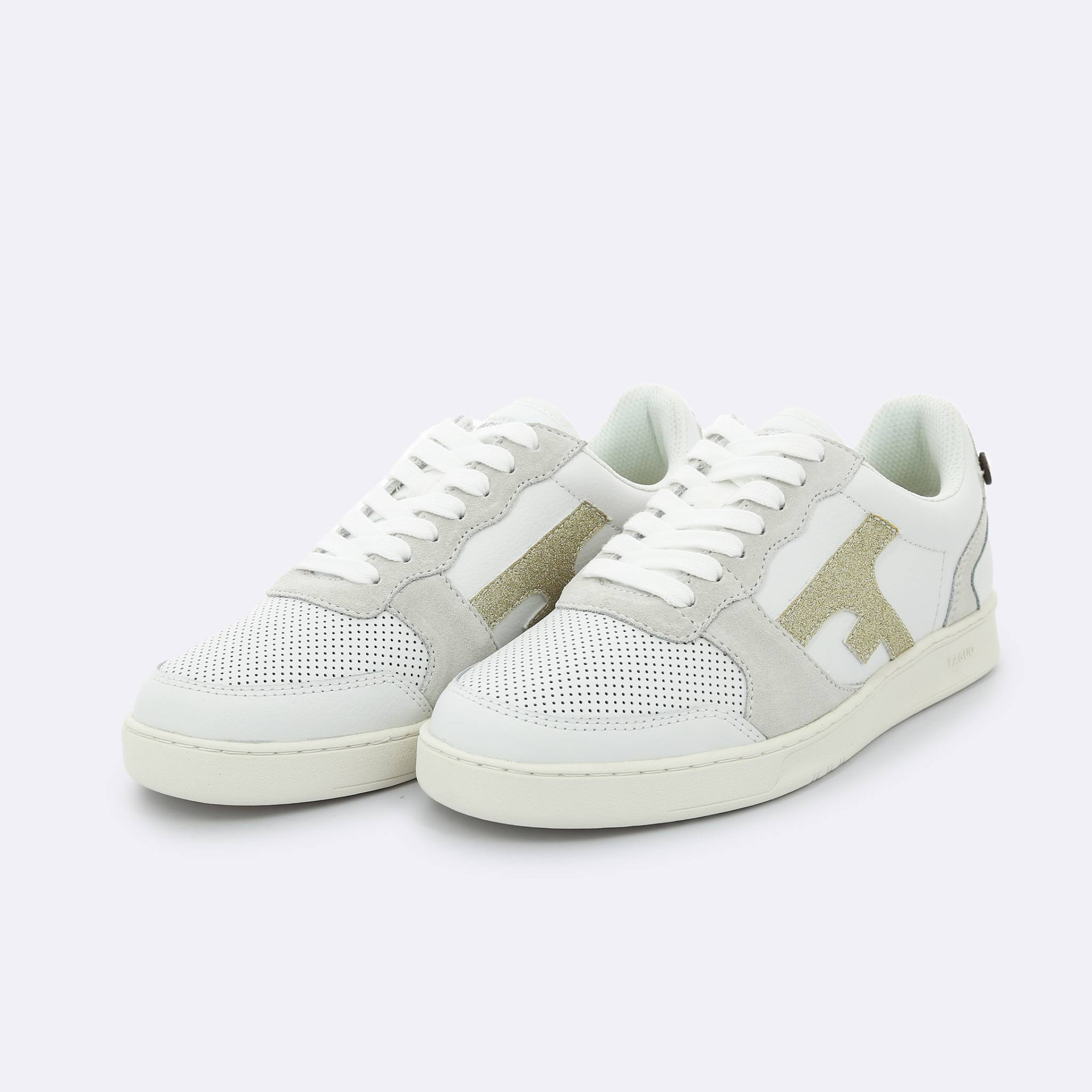 Baskets blanches & dorées Cuir - modèle Hazel