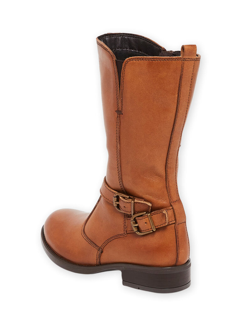 Bottes cavalière avec bride en cuir lisse