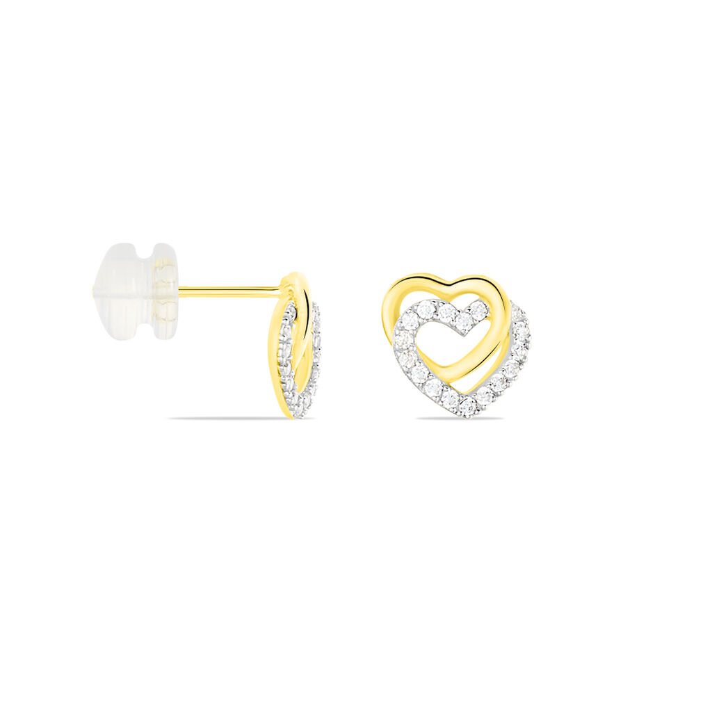 Boucles D'oreilles Puces Ablaye Or Jaune Oxyde De Zirconium