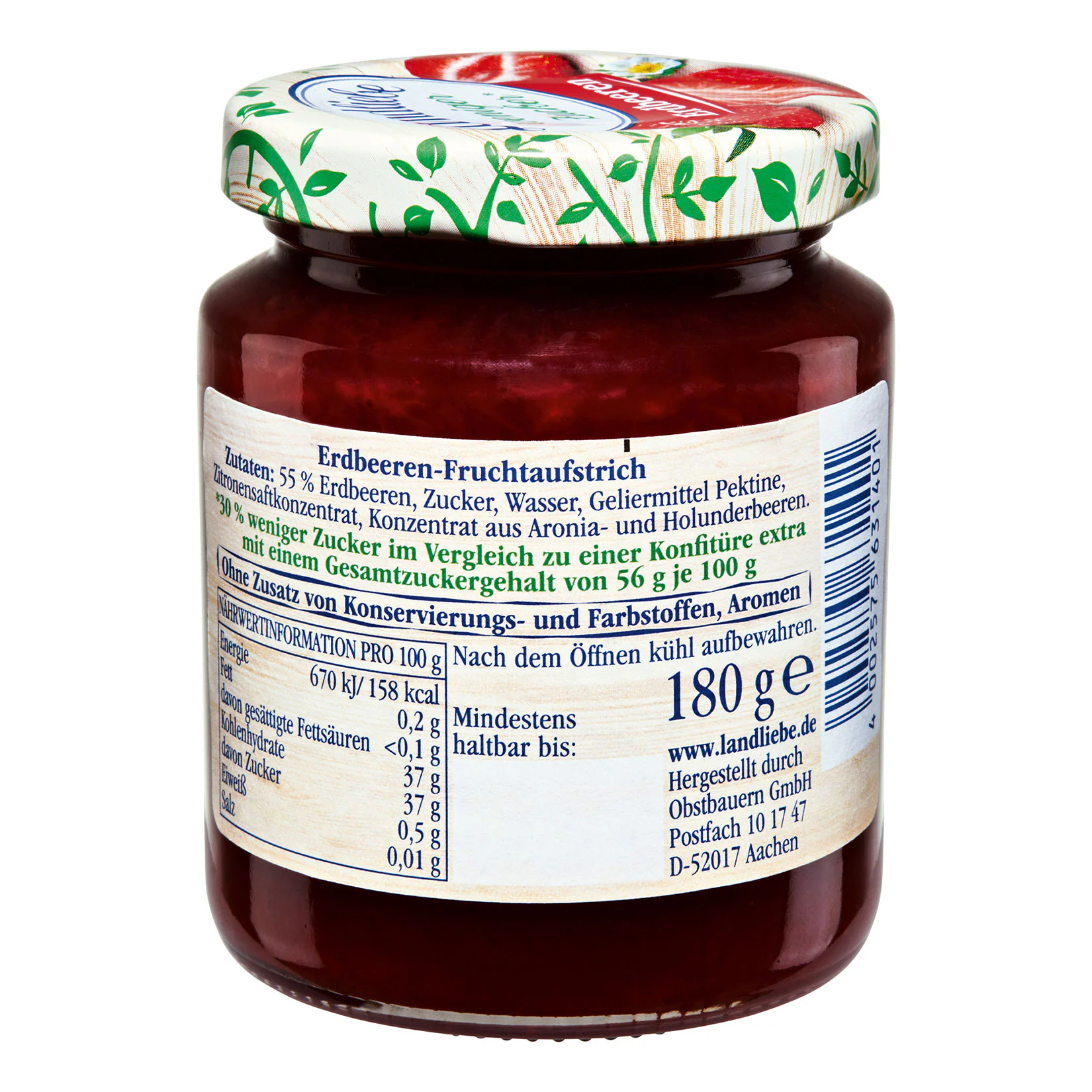Landliebe Fruchtaufstrich weniger Zucker 180 g, verschiedene Sorten, 10er Pack