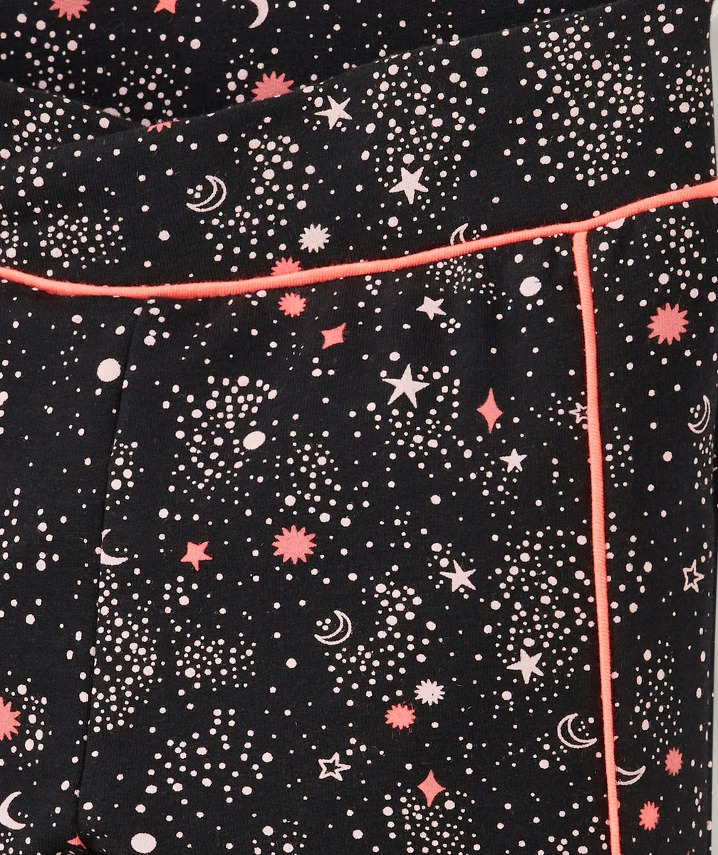 LEGGING FILLE NOIR ET IMPRIMÉ ÉTOILES
