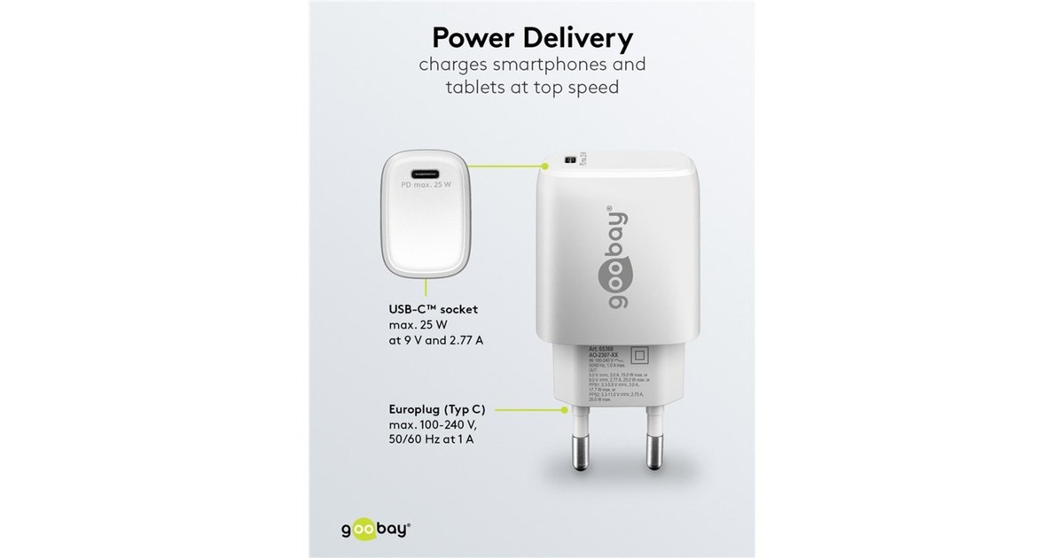 goobayUSB-C PD GaN snellader (25 W)  (Wit)