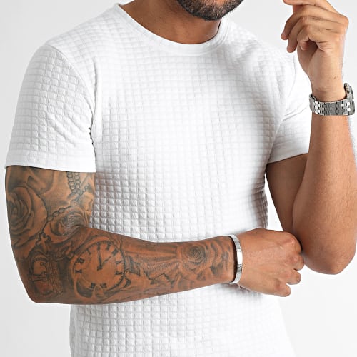 Tee Shirt Oversize Texturé Square 0279 Blanc