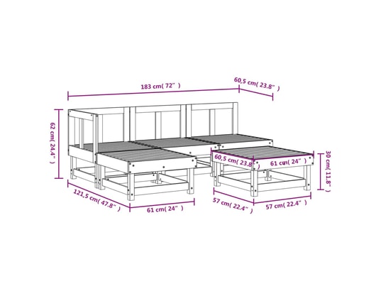 VIDAXL - Salon extérieur Salon de jardin 5 pcs bois massif douglas