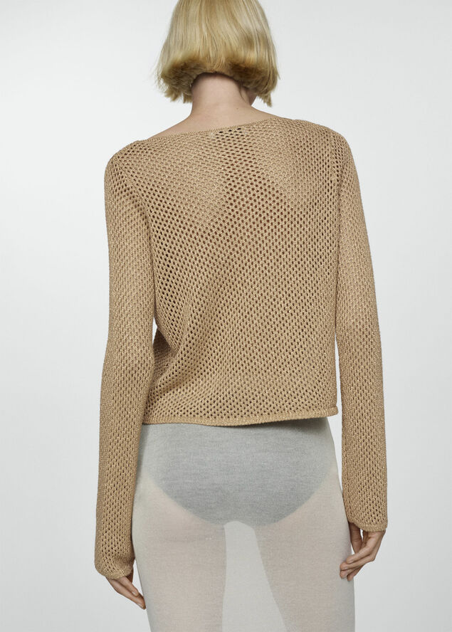 MANGO Openwork lurex sweater Gold
