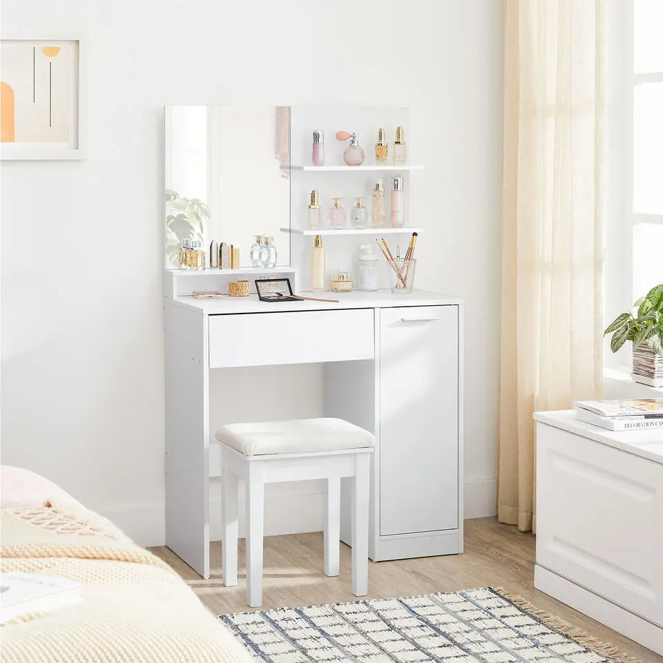 Furnihaus Kaptafel met rechthoekige spiegel en 1 lade cosmetische tafel