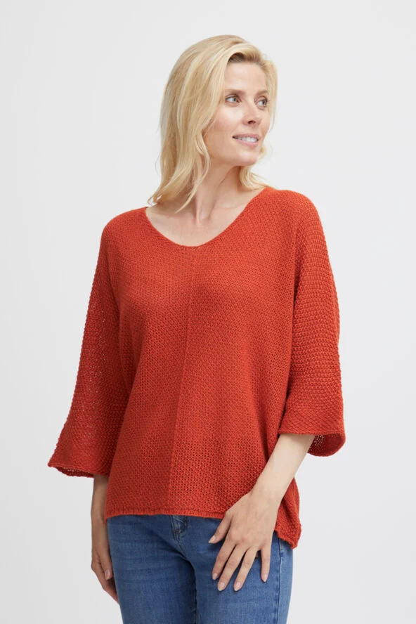 Fransa FXRETA KNIT BLOUSE Terra cotta