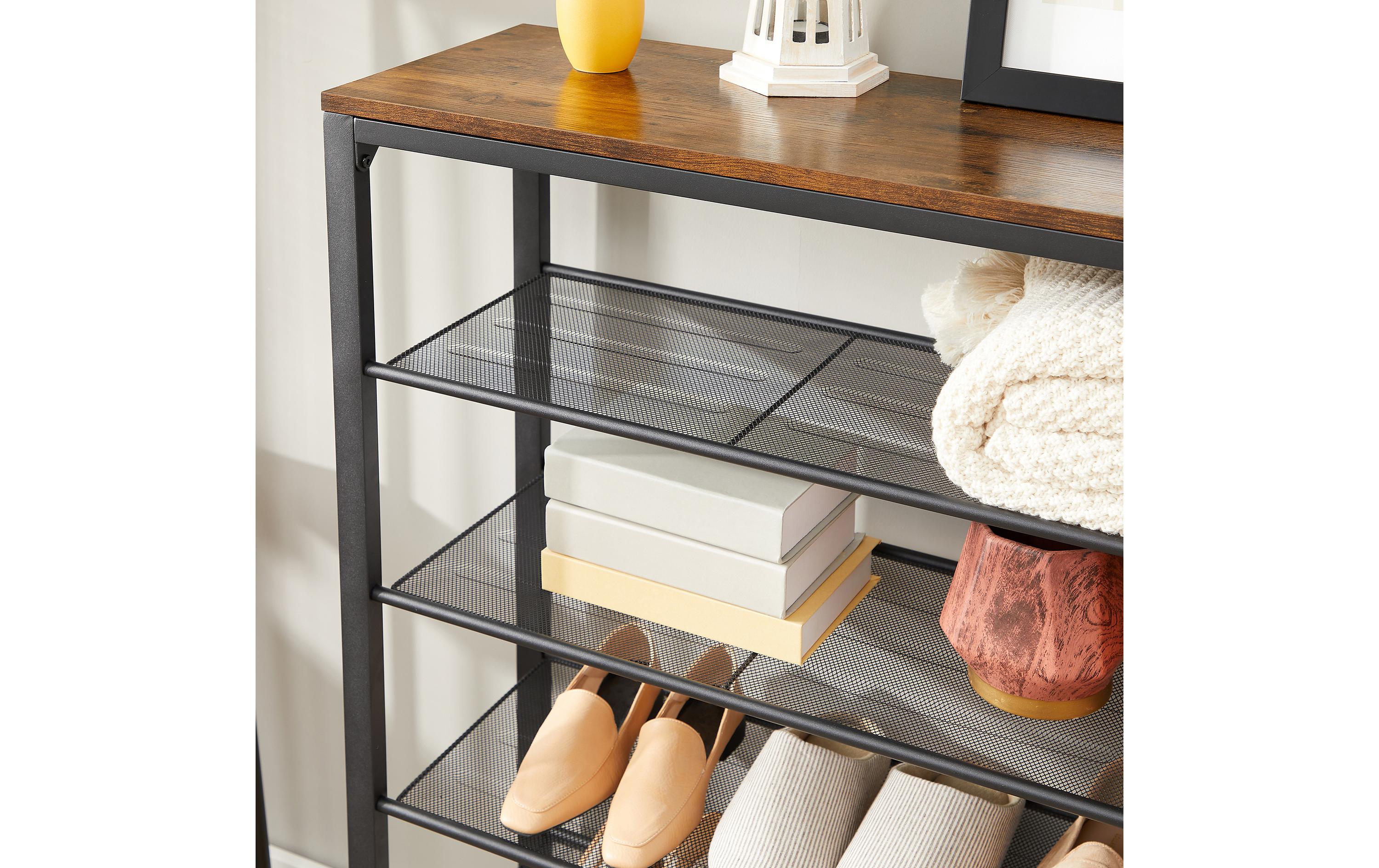 Schuhregal mit 5 Ablagen 100 x 110 cm, Braun/Schwarz<br>Schuhgestell