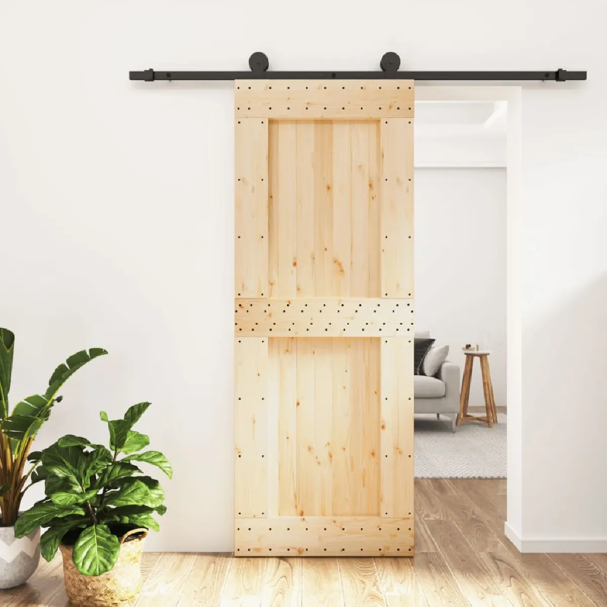 vidaXL Porte coulissante pin massif 80x210 cm avec kit