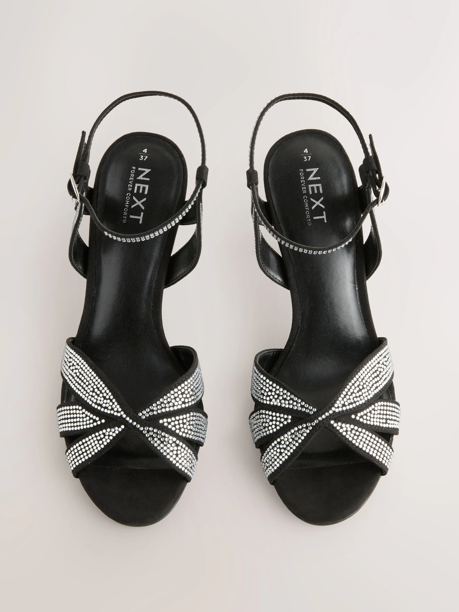Zwart gelast - Forever Comfort® Leather Lattice Front Heeled Sandals