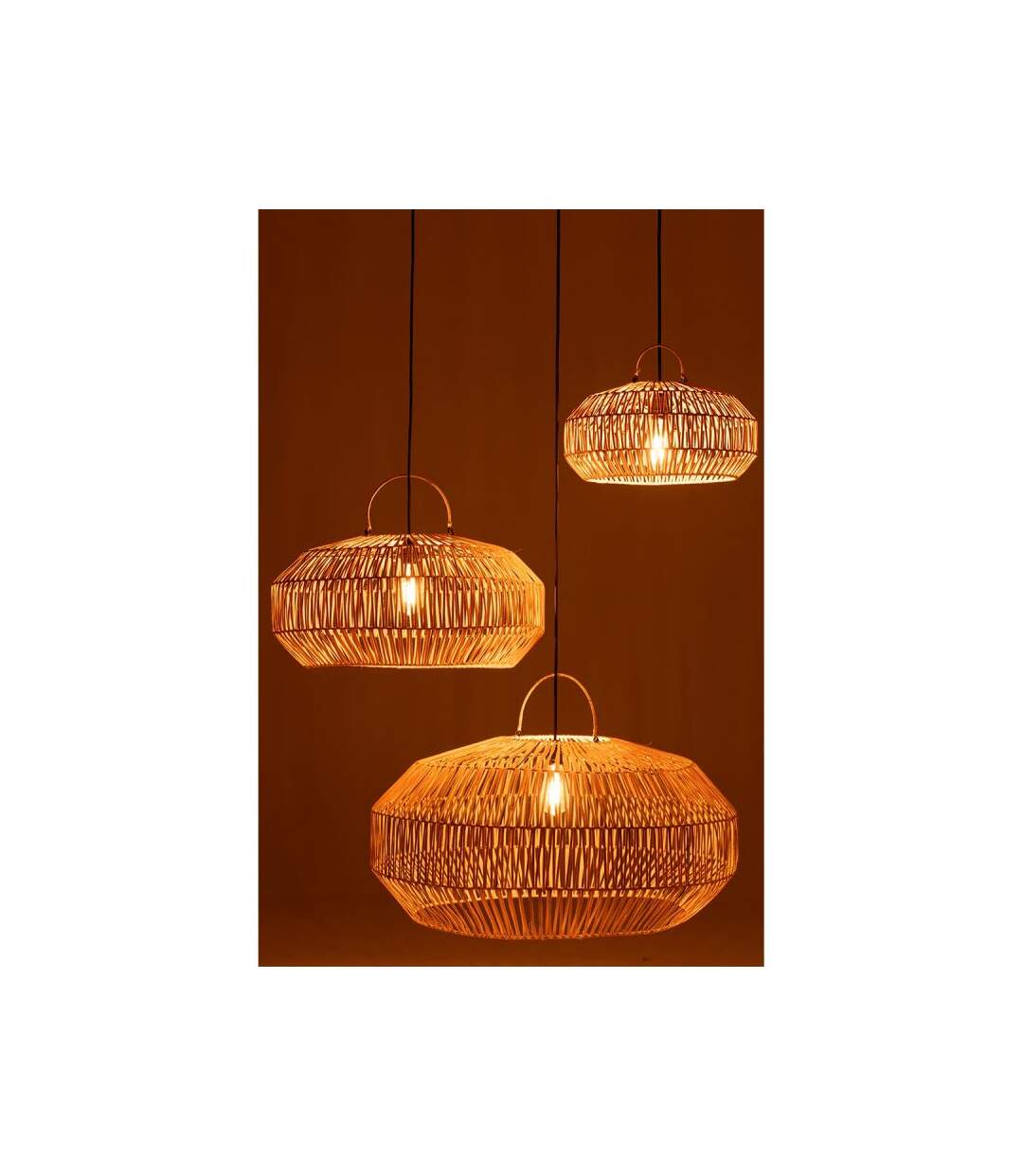 Paris Prix - Lot De 3 Abat-jour Déco rotin 80cm Naturel