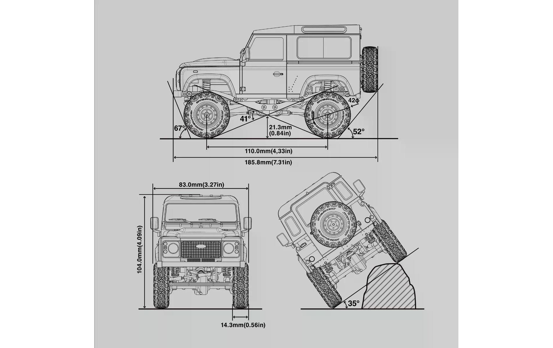 Scale Crawler Mini-Z Land-Rover D90, Coniston Green ARTR<br>Originalgetreues Land Rover Defender 90 RC-Modell im Mini-Z Format