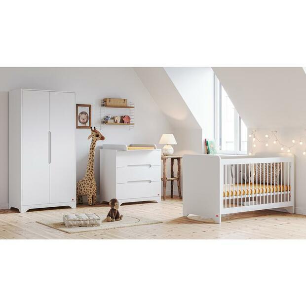 Chambre TRIO Lit 60x120 cm + Commode Armoire OVA Blanc - VOX