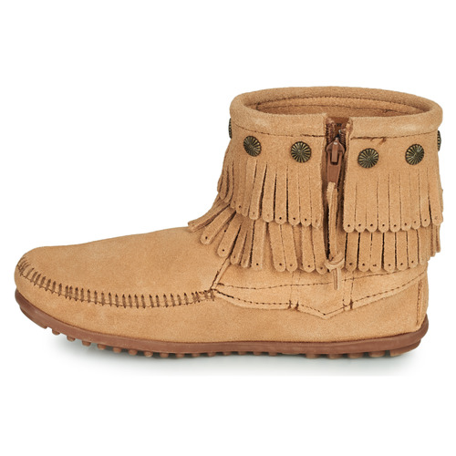 Minnetonka - DOUBLE FRINGE SIDE ZIP BOOT - Marron
