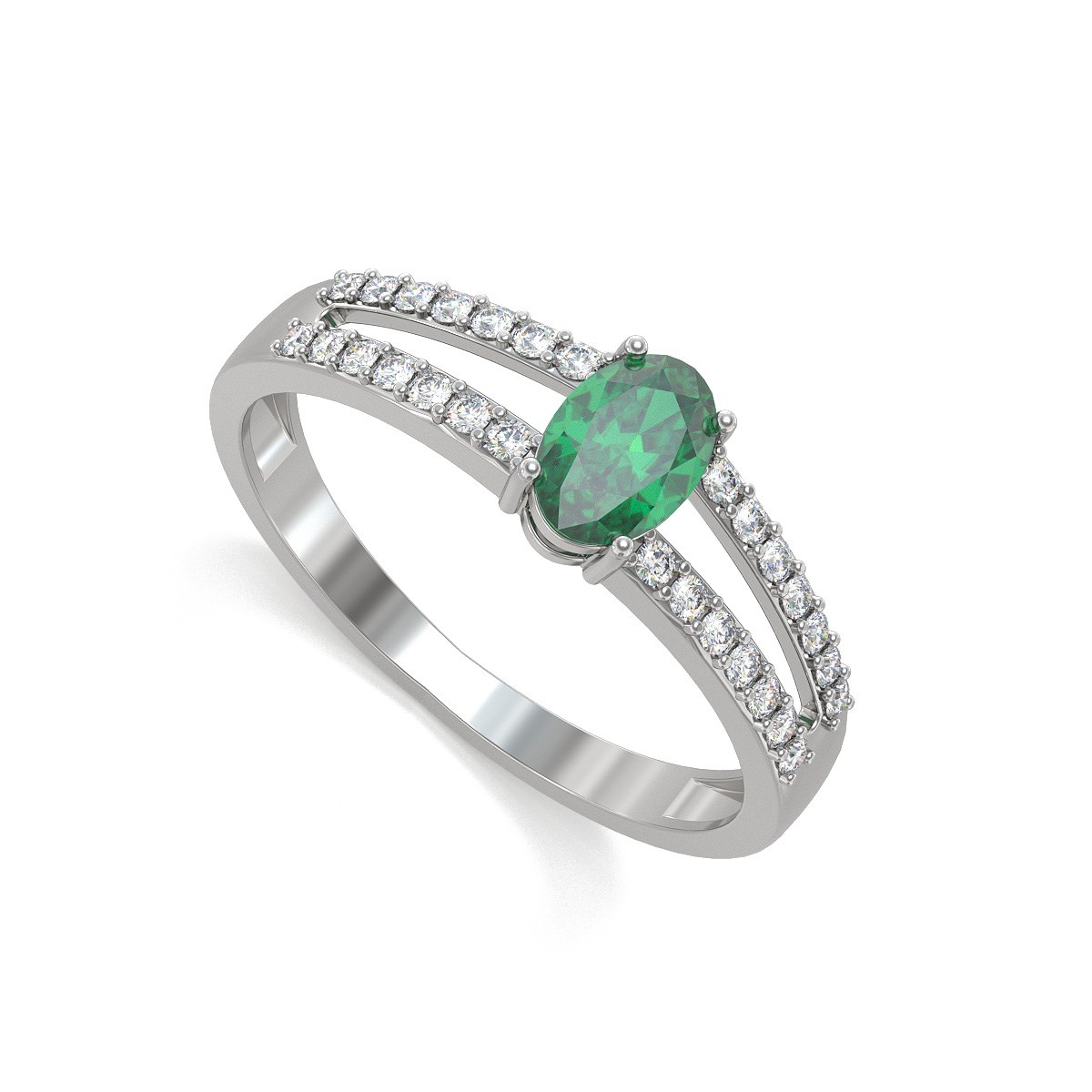 Bague Emeraude et diamants sur Argent 925 2.102grs