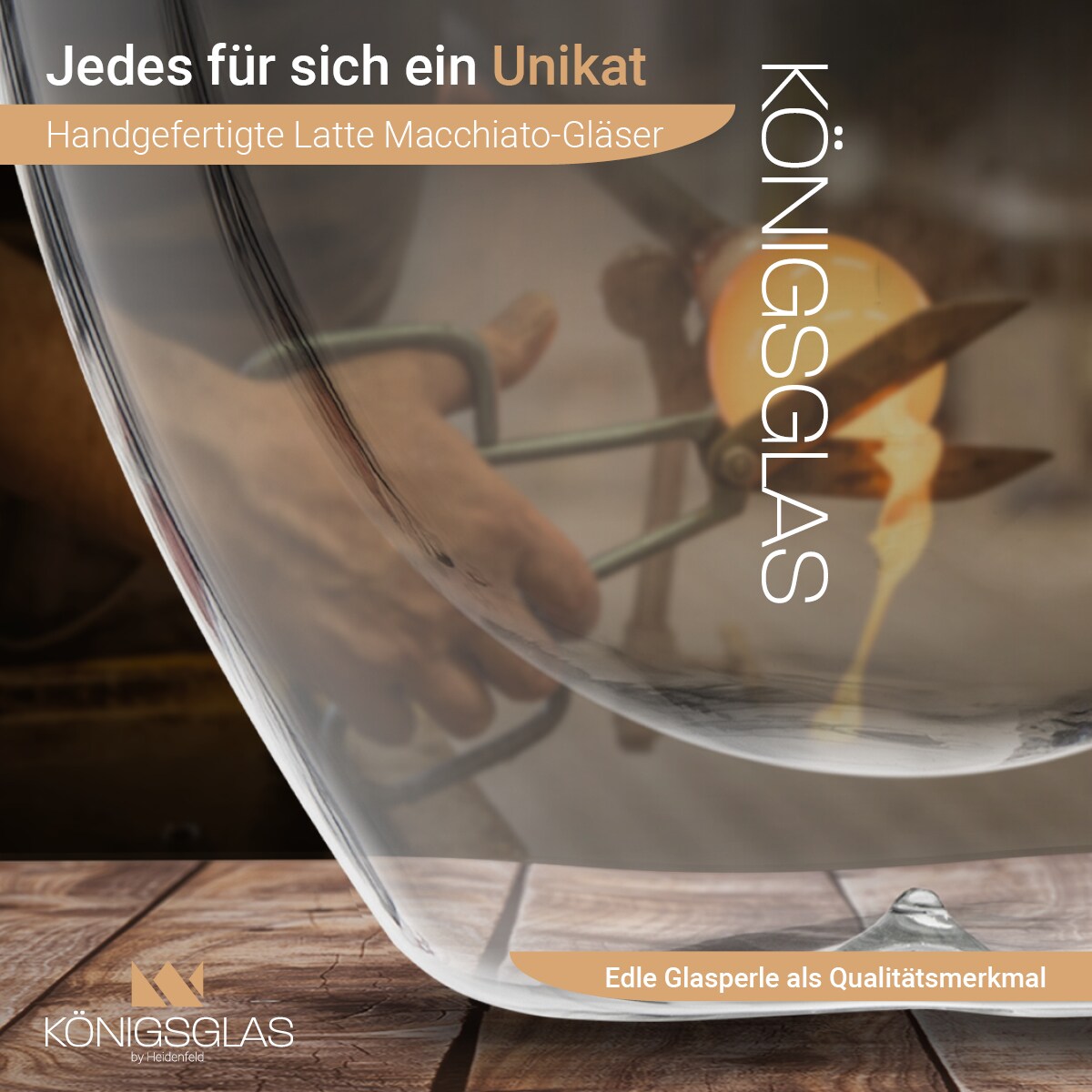 Königsglas Macchiato, Latte Macchiato-Gläser by Heidenfeld, 300 ml, Set, doppelwandig, handgefertigt (2er Set)