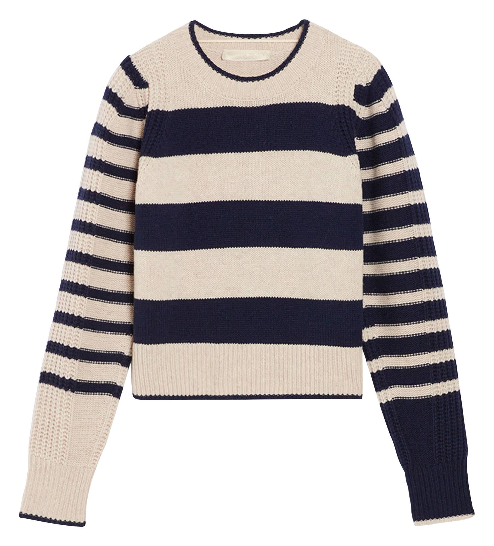 DIPIKA - Pull col rond à rayures en laine| Multicolore