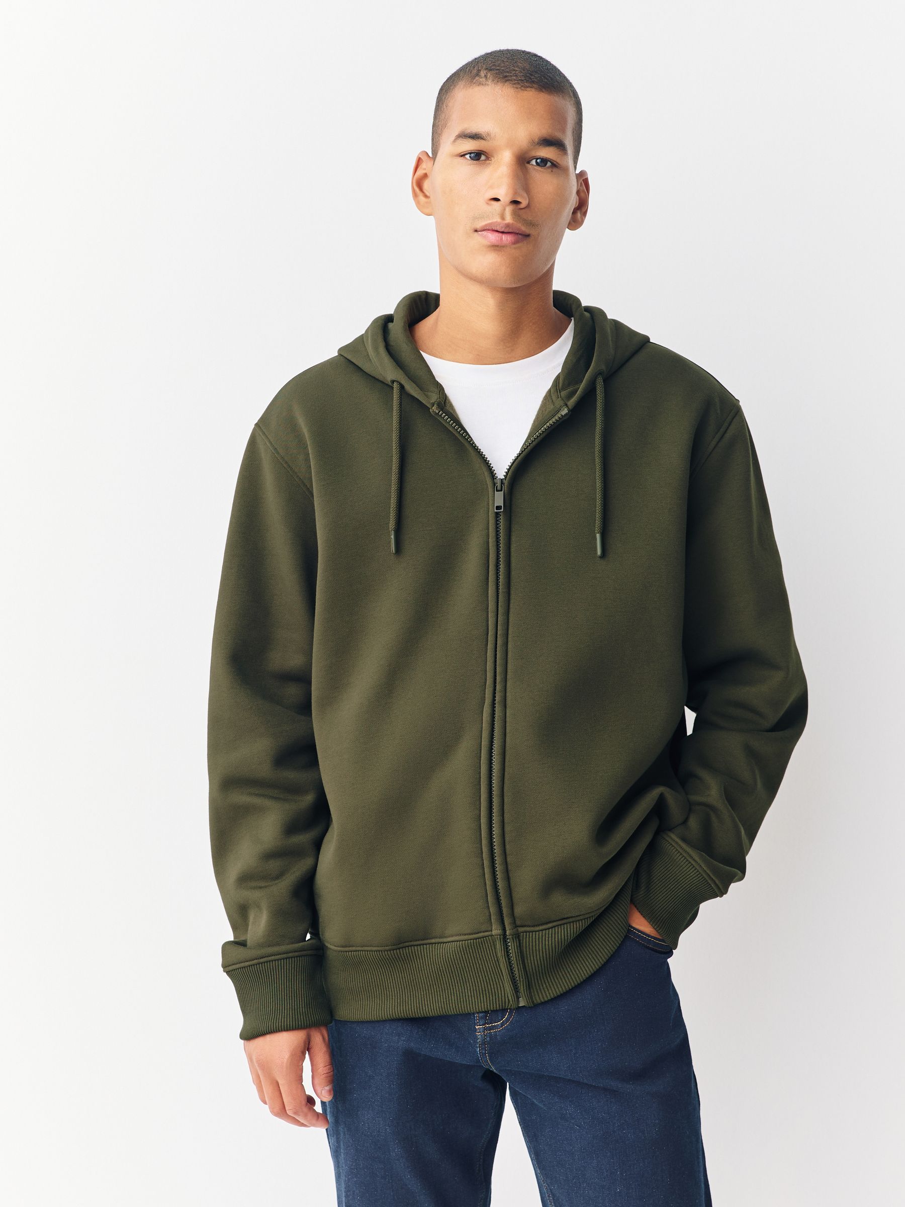 Kakigroen - Cotton Rich Heavyweight Jersey Full Zip Hoodie