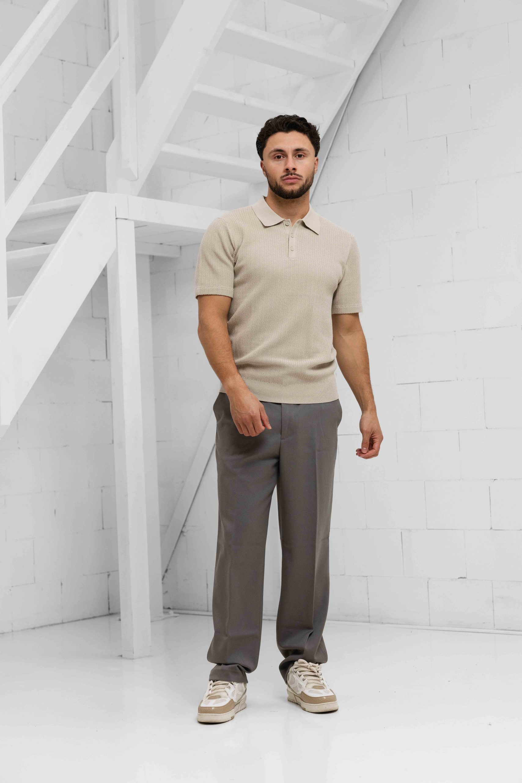 Pure Path Knit Polo Heren Beige