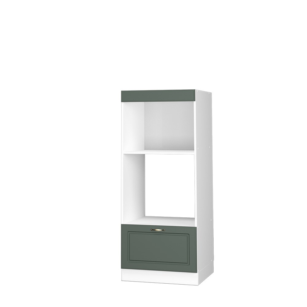 Vicco Mikrowellenumbauschrank Küchenschrank Küchenmöbel Fame-Line Landhaus Weiß Grün 60 cm Gold Küche Einbauküche Blende Hochschrank Schublade Mikrowelle Backofen Küchenzeile