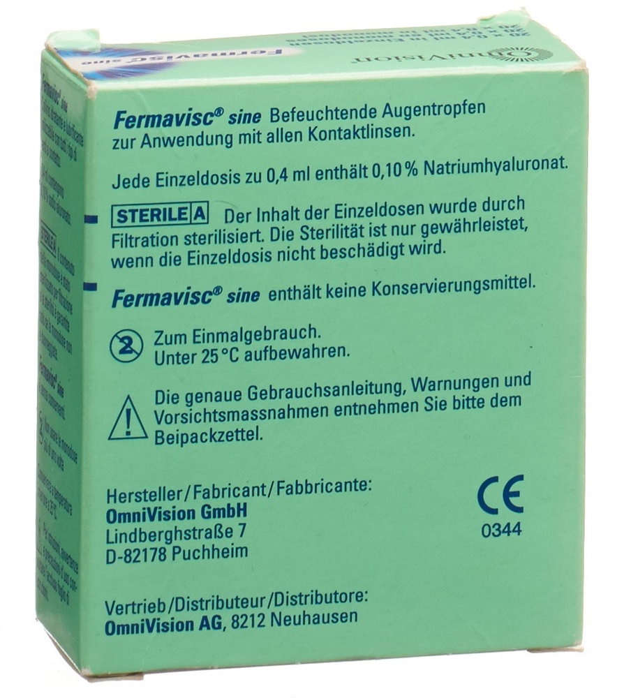 FERMAVISC sine Gtt Opht Monodos 0.4 ml