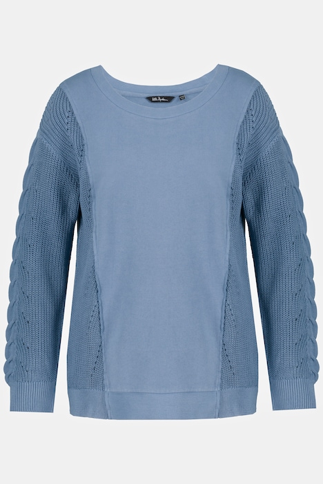 Sweatshirt, Strickeinsatz, Classic, Rundhals, Langarm