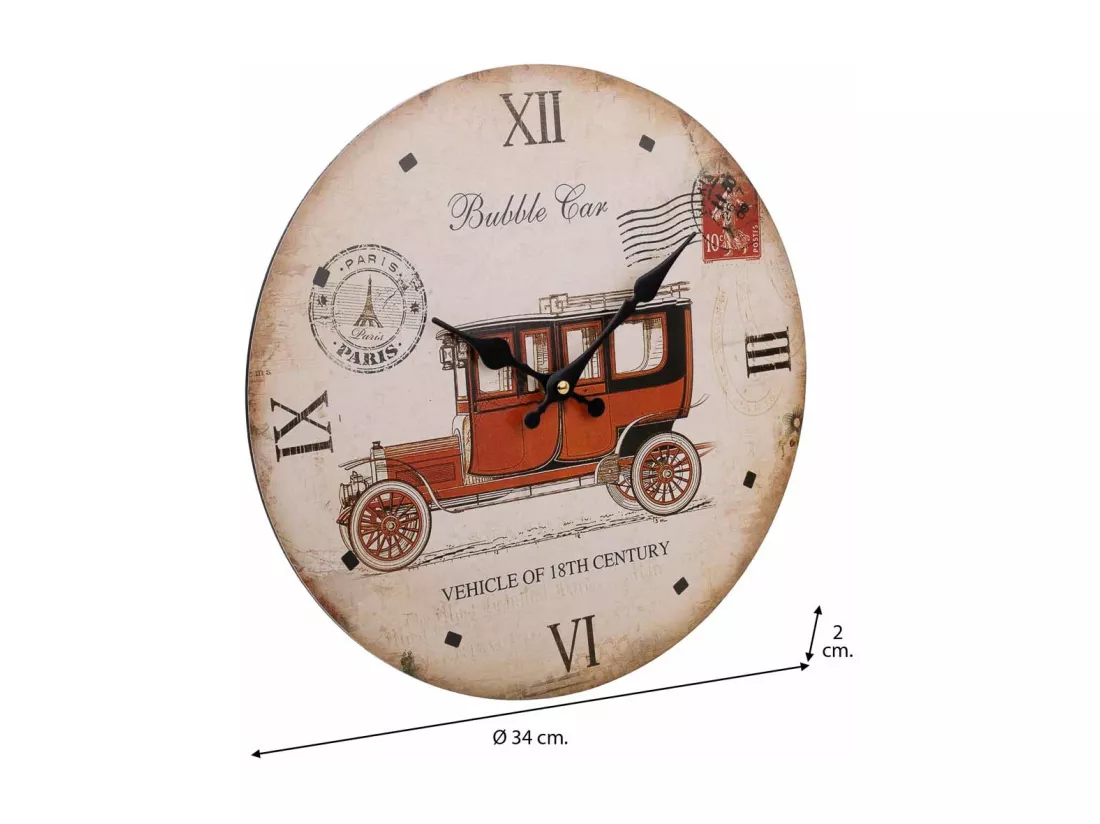 Horloge murale en bois blanc d34x2h