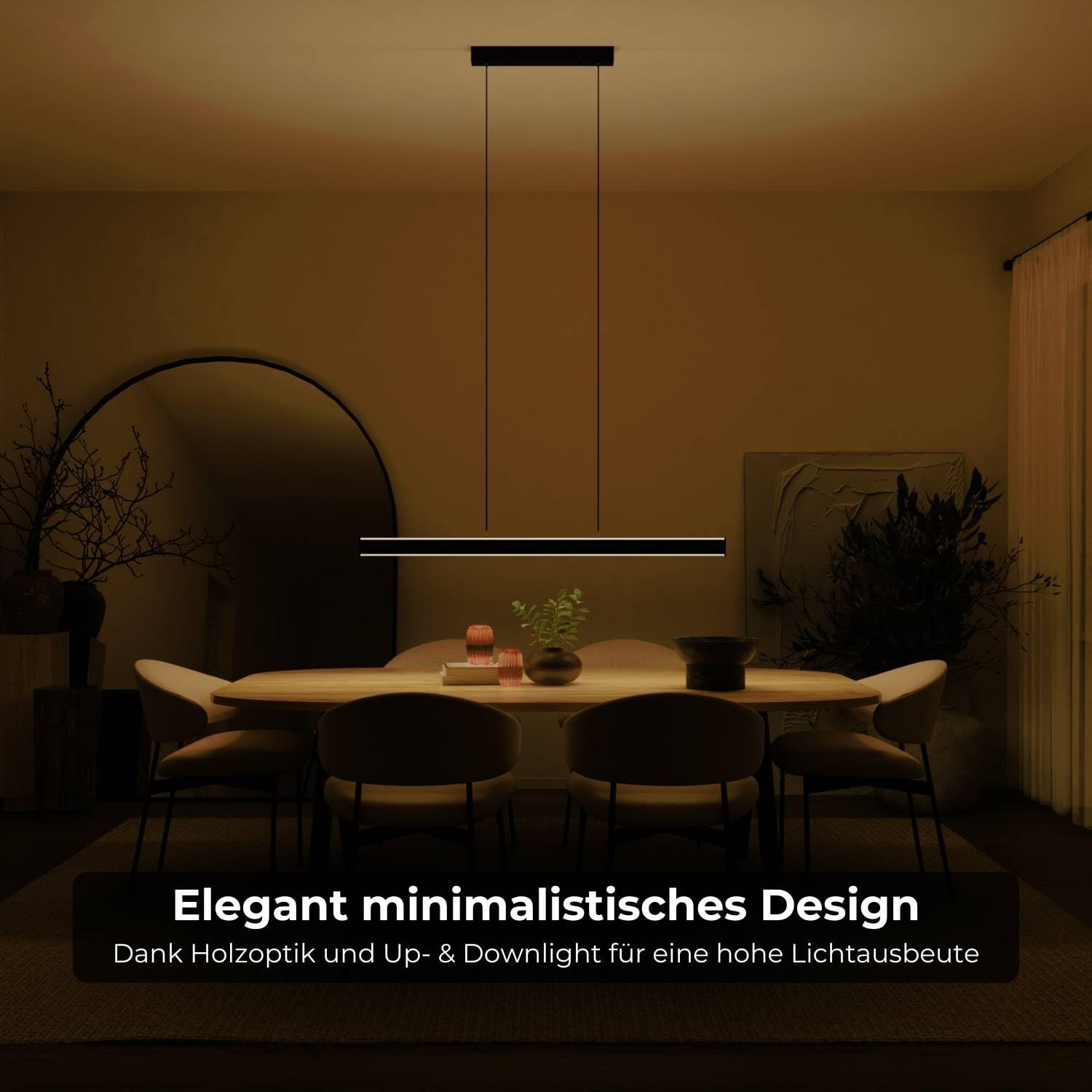 Kalea Designer Pendelleuchte V2, LED Hängeleuchte dimmbar Hängelampe, 2200 K - 6000 K, Amazon Alexa & Google Home, Tuya (Schwarz, 150cm)