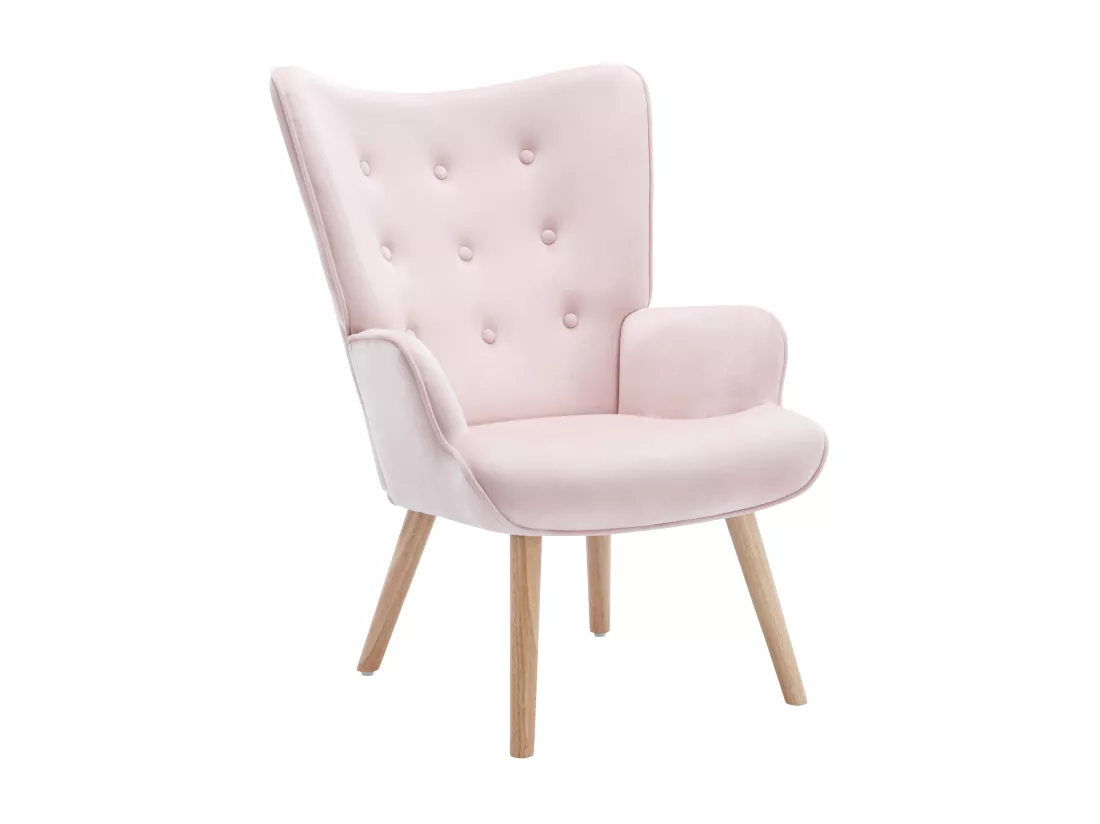 Fauteuil en velours rose VATELY